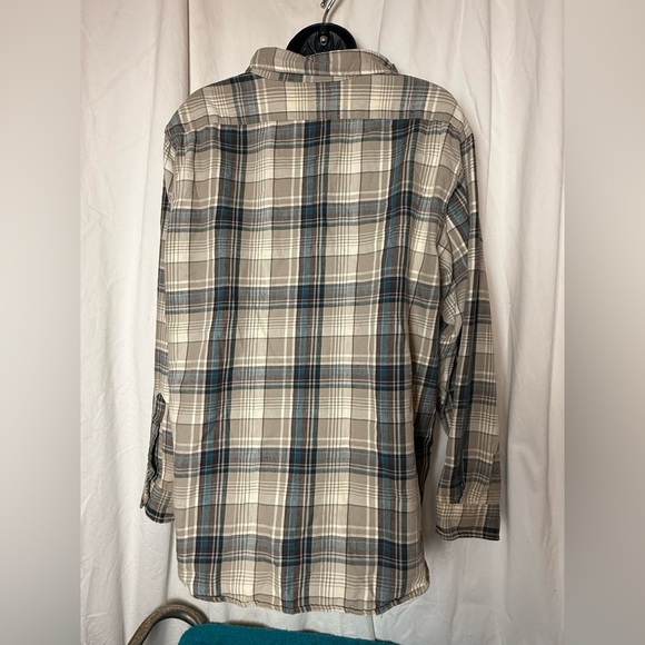 L.L. Bean Women's L Plaid Button-down Flannel Shirt Neutral Colors 100% Cotton - Picture 5 of 6